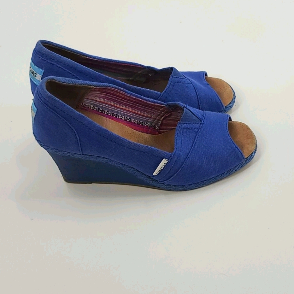 TOMS Women's Blue Wedge Shoes